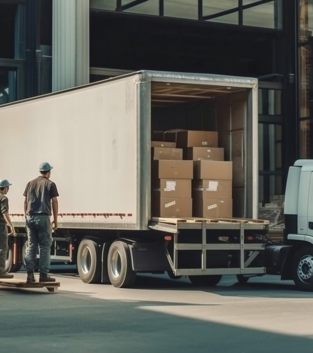 Working Men Unloading and Loading Cardboard Boxes
